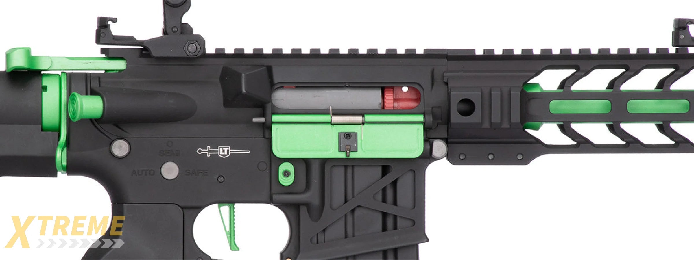 Lancer Tactical Proline Enforcer Battle Hawk 7" Skeleton M4 Airsoft Rifle w/ Alpha Stock (Color: Black / Green)