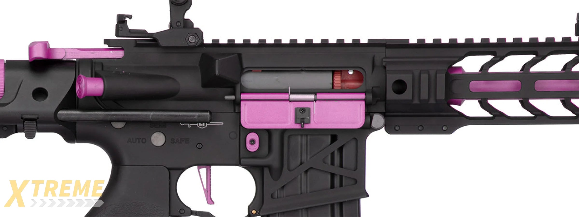 Lancer Tactical Proline Enforcer Battle Hawk 7 Skeleton M4 Airsoft Rifle w/ PDW Stock (Color: Black / Purple)