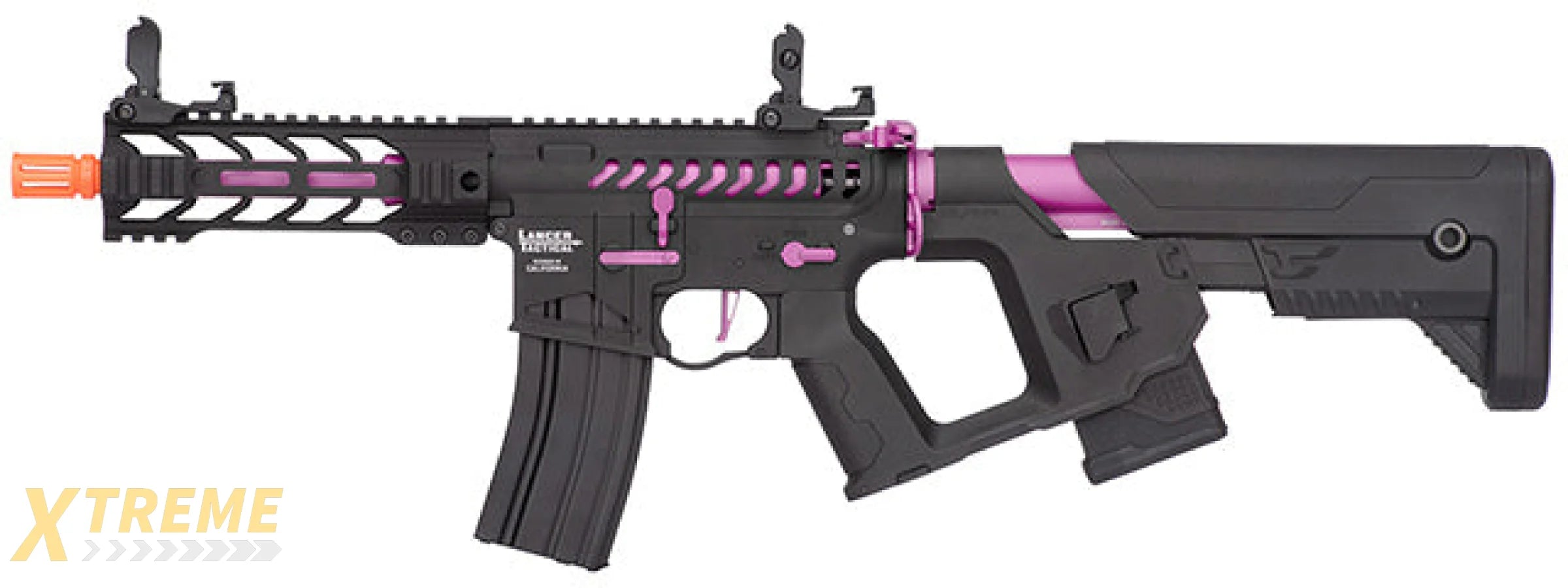 Lancer Tactical Proline Enforcer Battle Hawk 7 Skeleton M4 Airsoft Rifle w/ Alpha Stock (Color: Black / Purple)