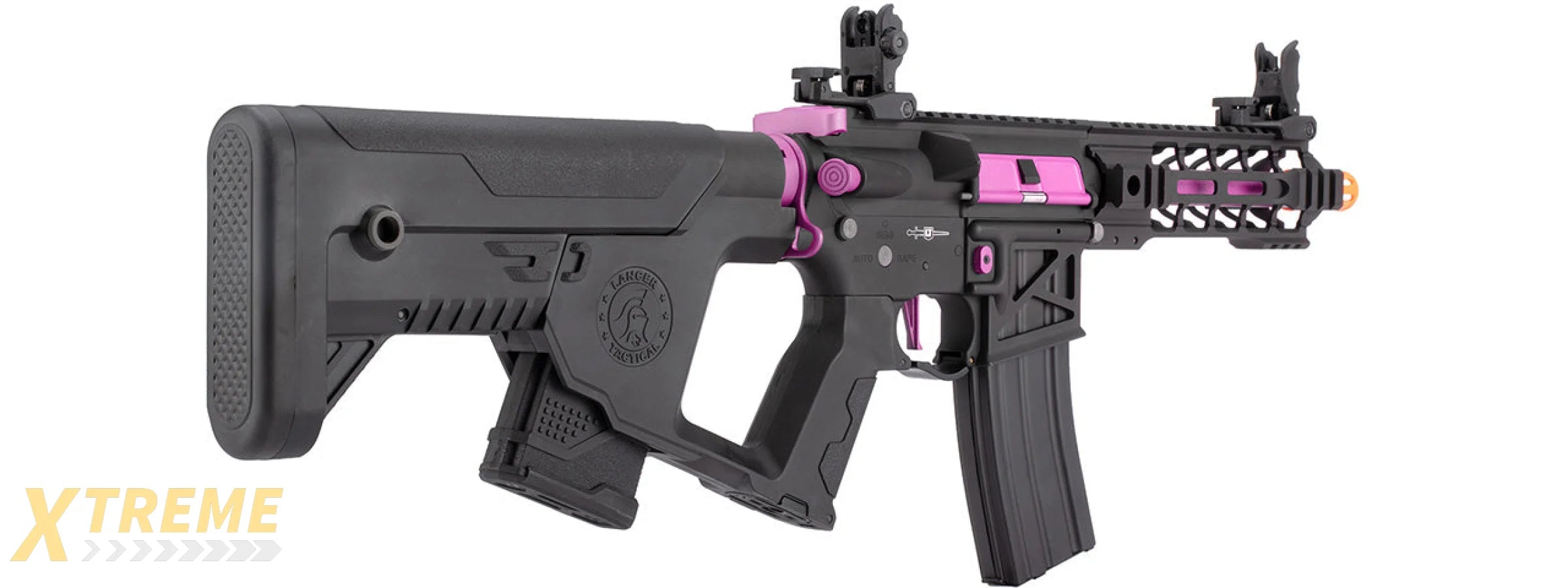 Lancer Tactical Proline Enforcer Battle Hawk 7 Skeleton M4 Airsoft Rifle w/ Alpha Stock (Color: Black / Purple)