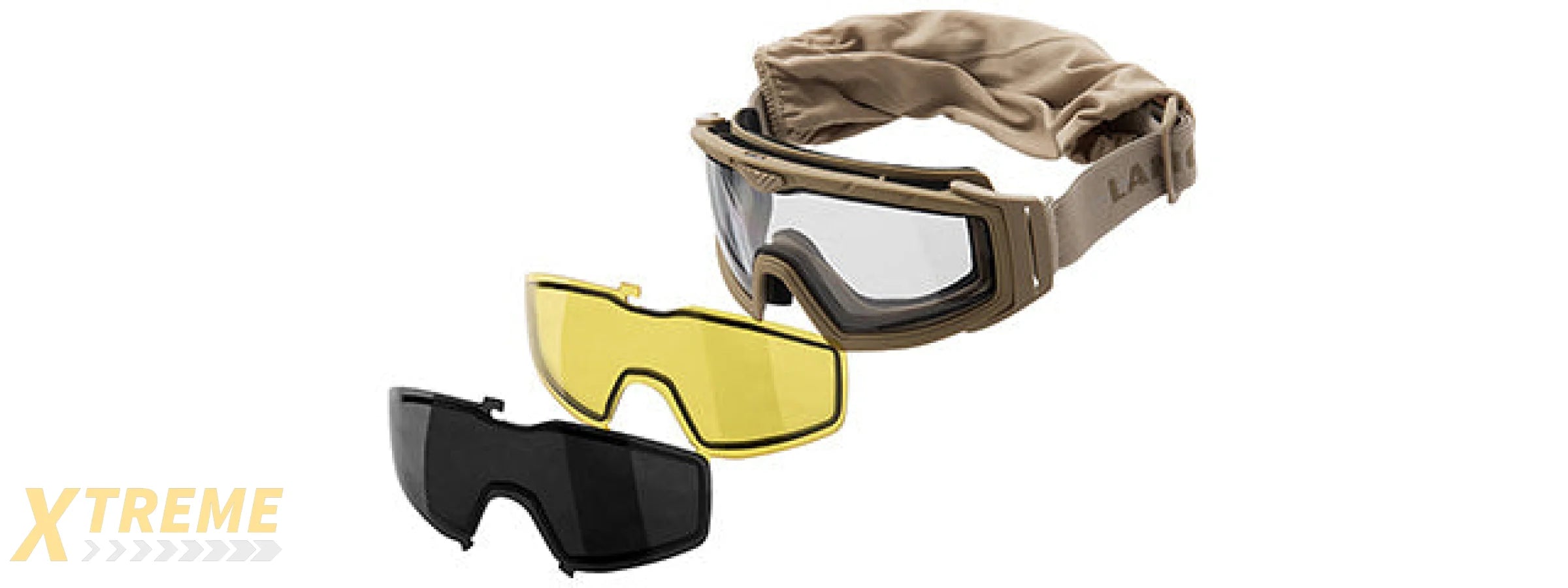Lancer Tactical Rage Protective Tan Airsoft Goggles (SMOKE/YELLOW/CLEAR LENS)