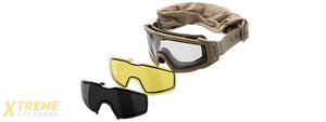 Lancer Tactical Rage Protective Tan Airsoft Goggles (SMOKE/YELLOW/CLEAR LENS)