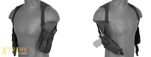 Lancer Tactical Shoulder Holster Rig with Pistol Magazine Pouches (Color: Black)