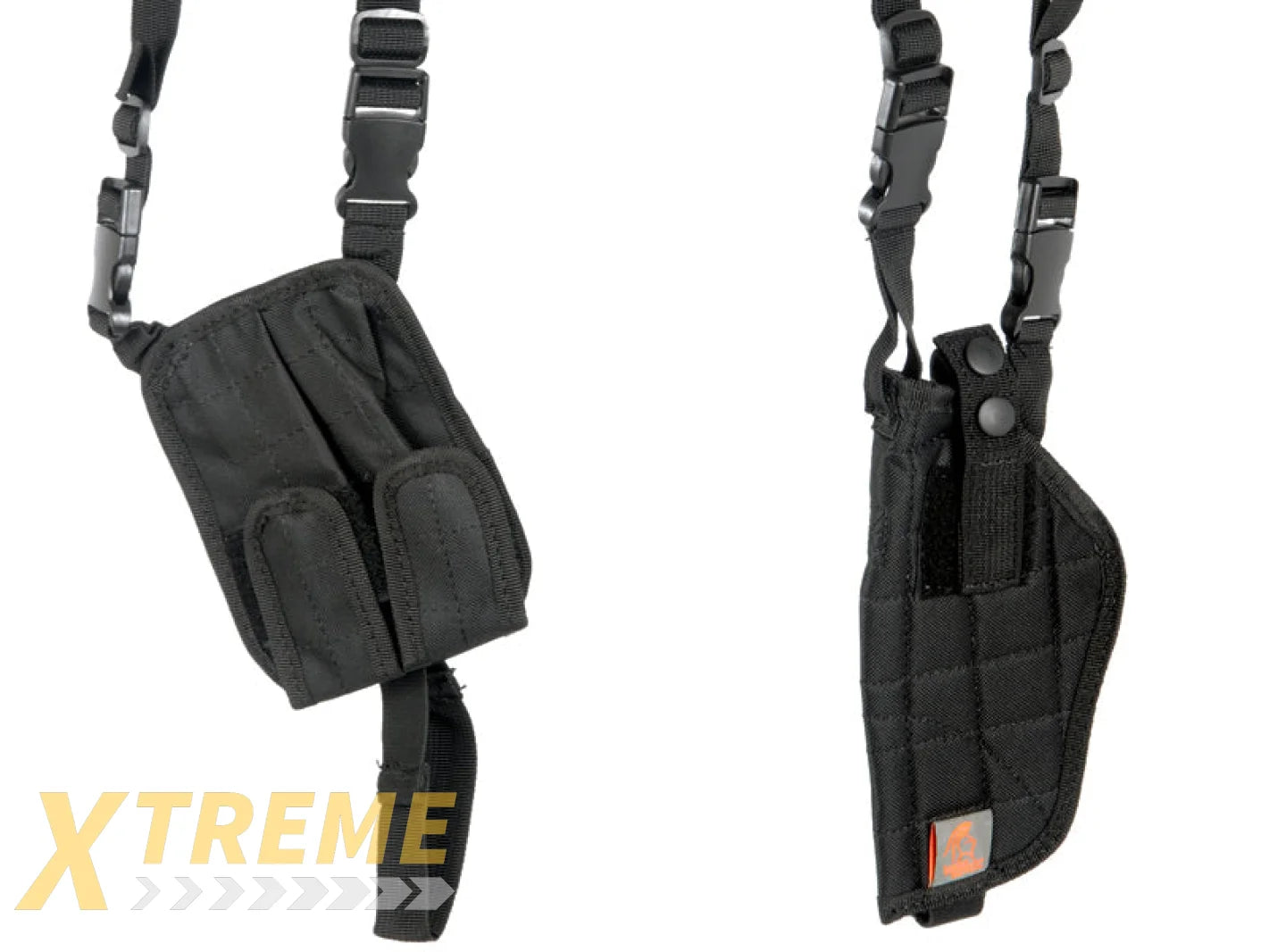 Lancer Tactical Shoulder Holster Rig with Pistol Magazine Pouches (Color: Black)