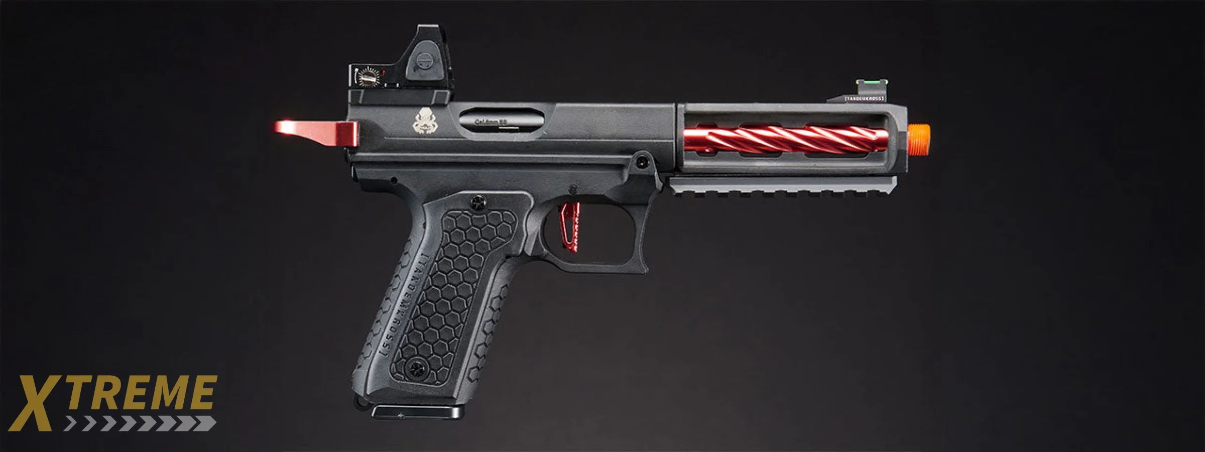 Lancer Tactical x Tandemkross CTHULHU Gas Blow Back Pistol w/ Red Dot Reflex Sight - (Black/Red)