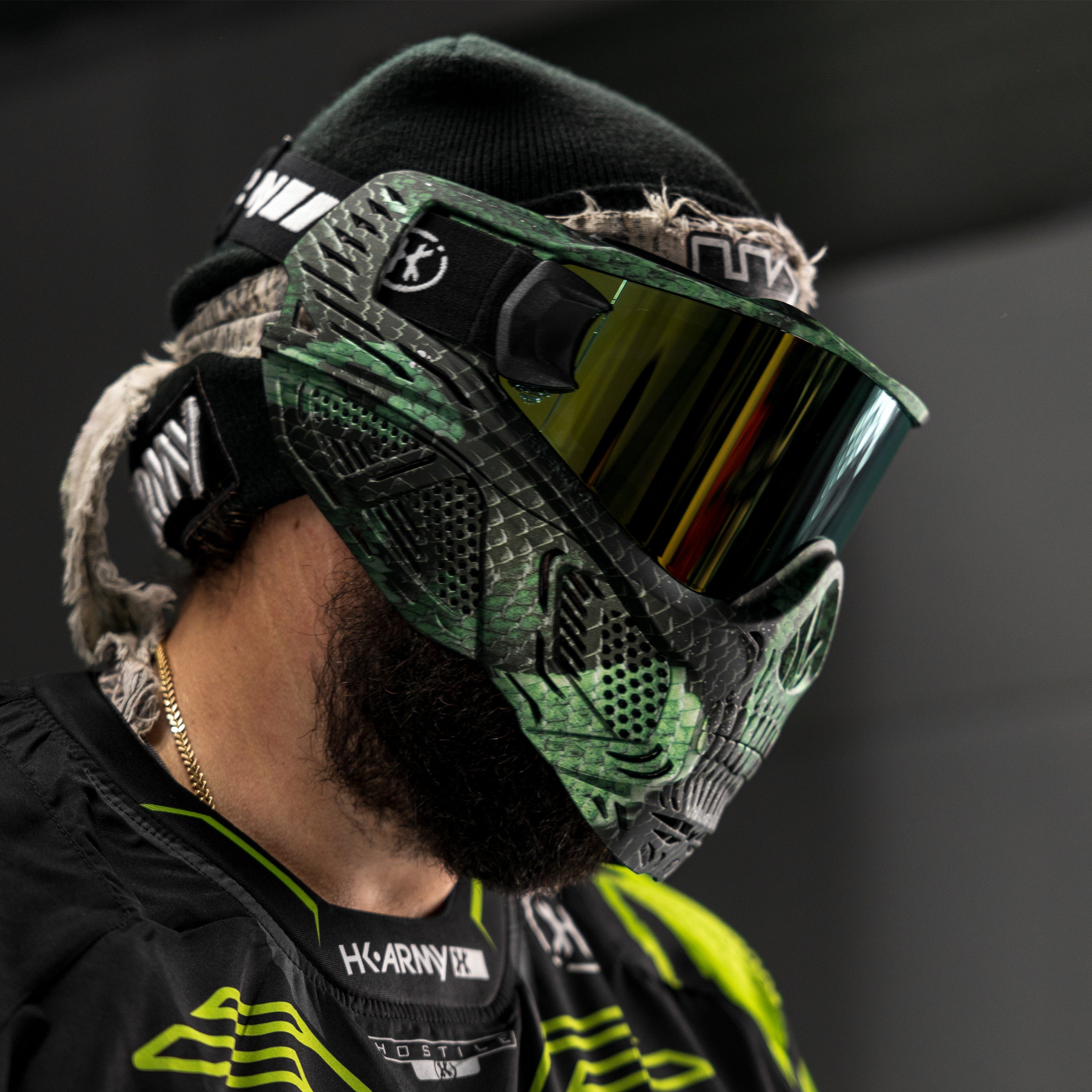 HSTL® Skull Goggle Snake Green w/ Gold Lens - XTREME Airsoft Superstore