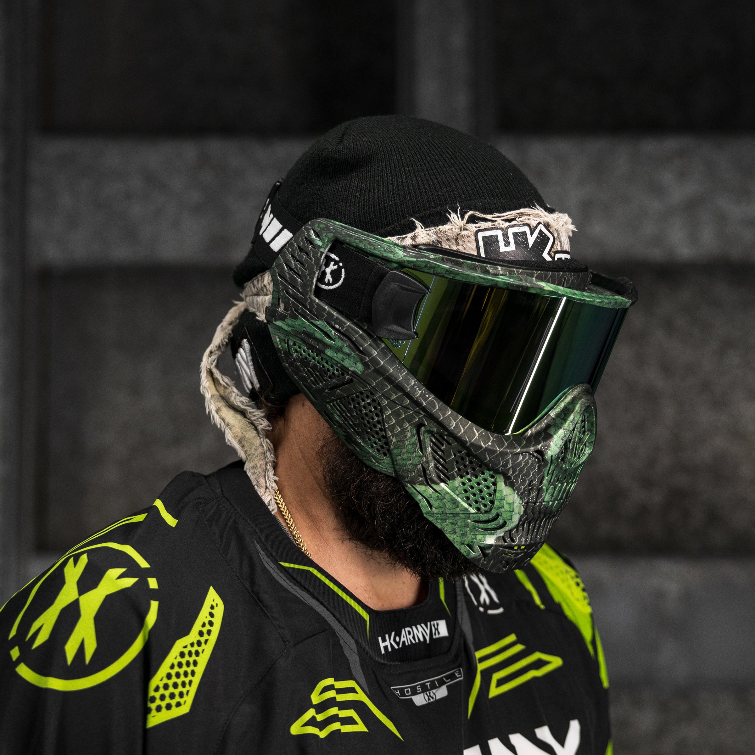 HSTL® Skull Goggle Snake Green w/ Gold Lens - XTREME Airsoft Superstore
