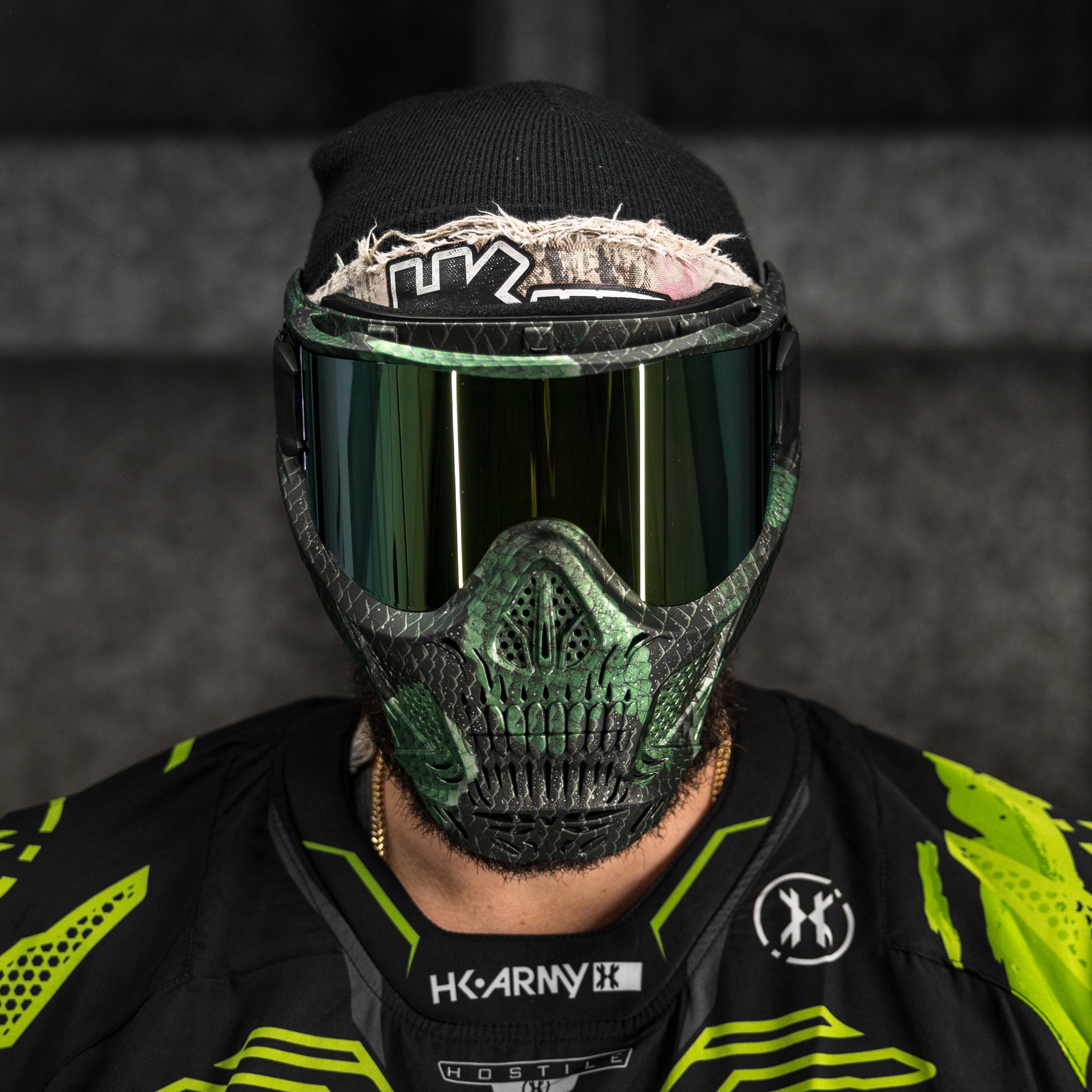 HSTL® Skull Goggle Snake Green w/ Gold Lens - XTREME Airsoft Superstore