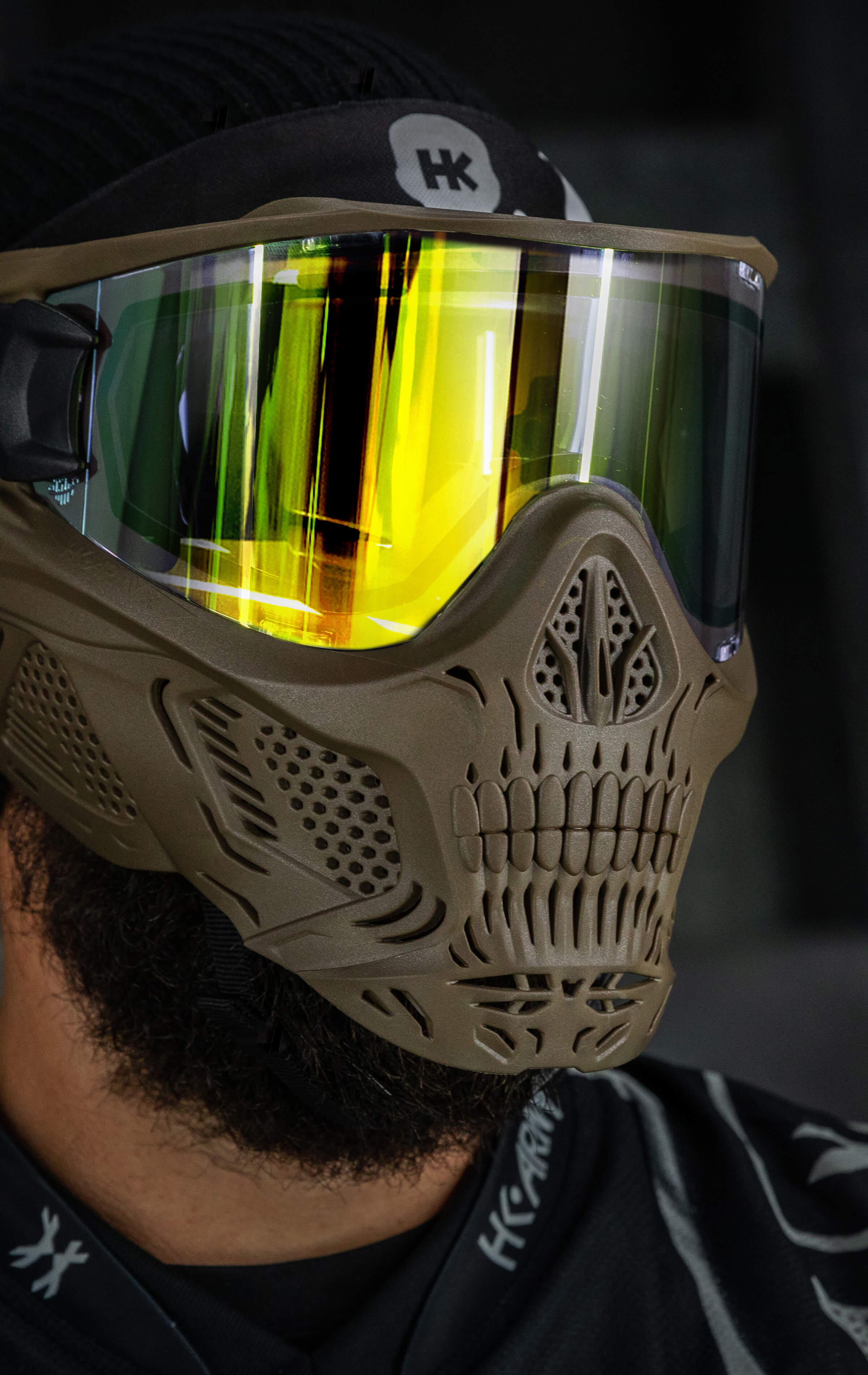 HSTL® Skull Goggle "Sandman" - Tan w/ Gold Lens - XTREME Airsoft Superstore