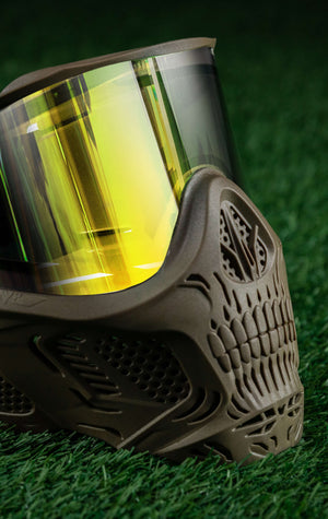 HSTL® Skull Goggle "Sandman" - Tan w/ Gold Lens - XTREME Airsoft Superstore