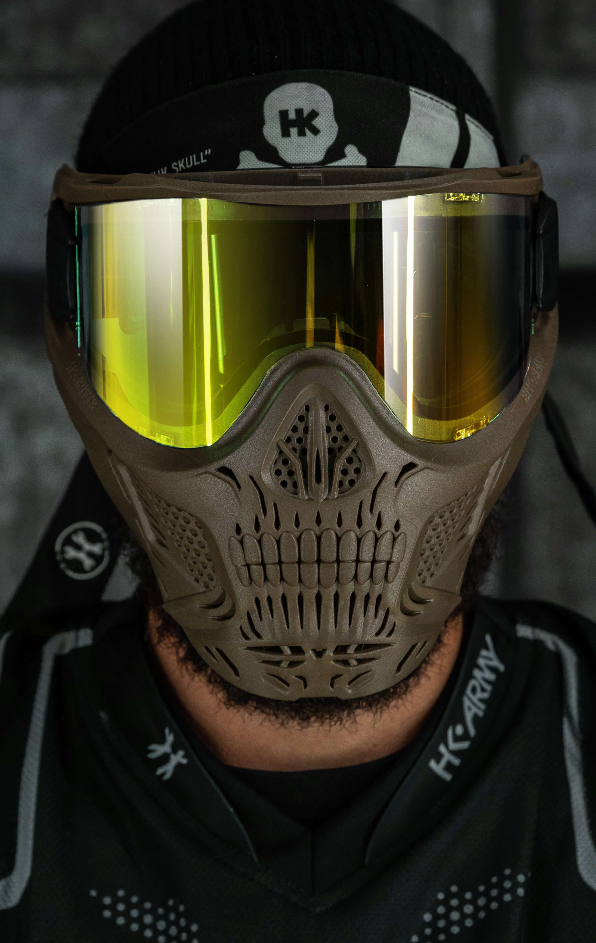 HSTL® Skull Goggle "Sandman" - Tan w/ Gold Lens - XTREME Airsoft Superstore