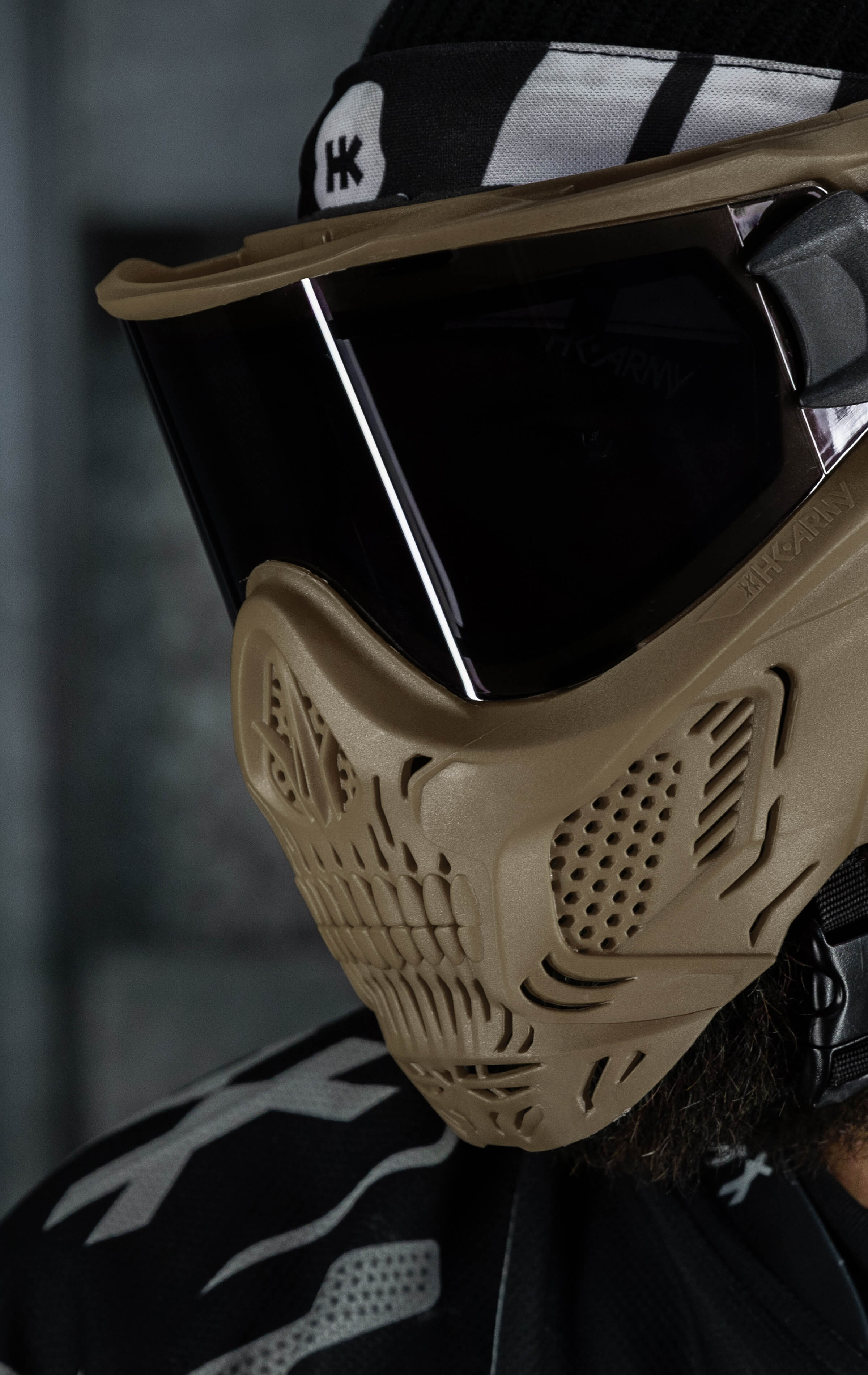 HSTL® Skull Goggle "Grave Digger" - Tan w/ Smoke Lens - XTREME Airsoft Superstore