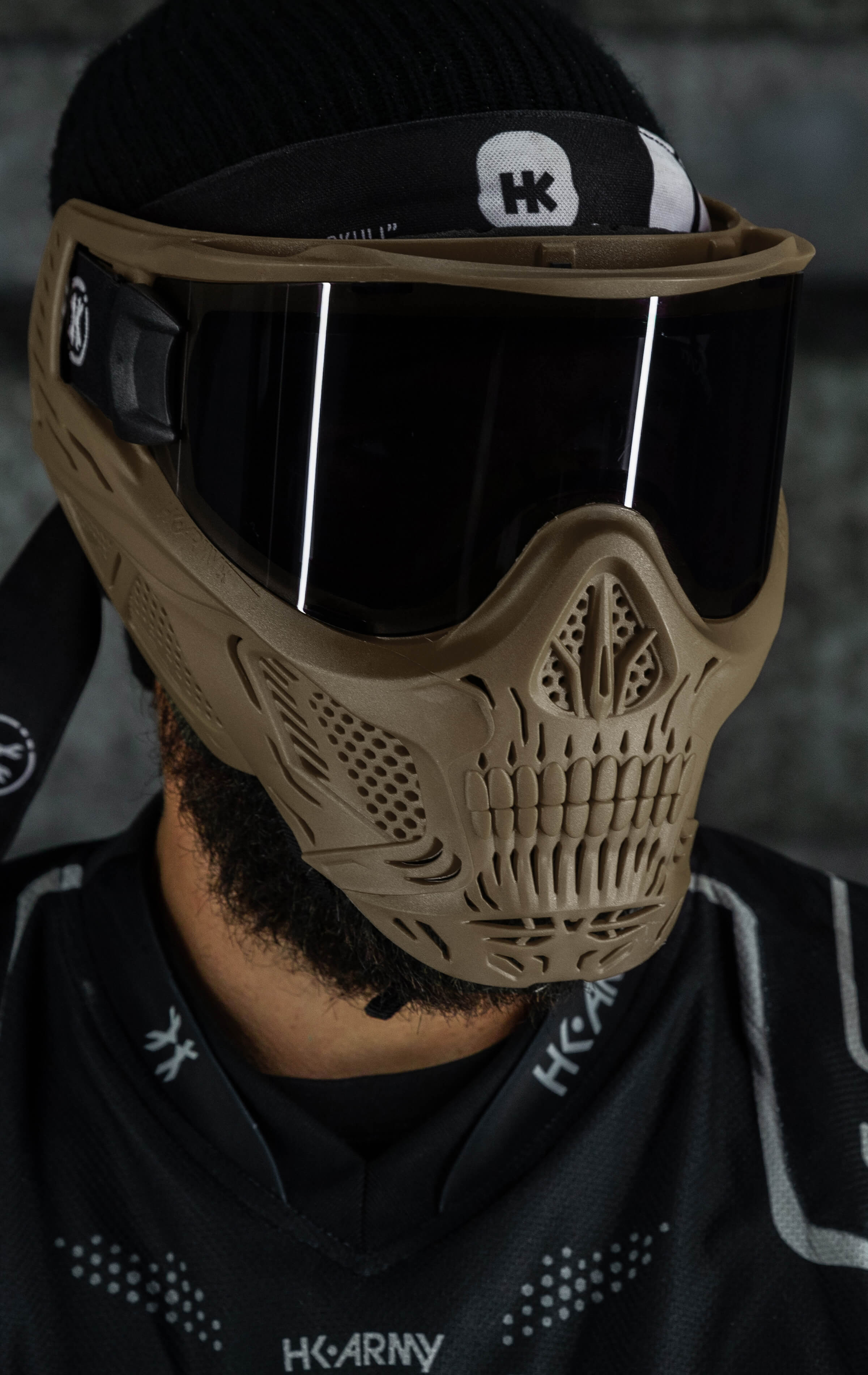HSTL® Skull Goggle "Grave Digger" - Tan w/ Smoke Lens - XTREME Airsoft Superstore