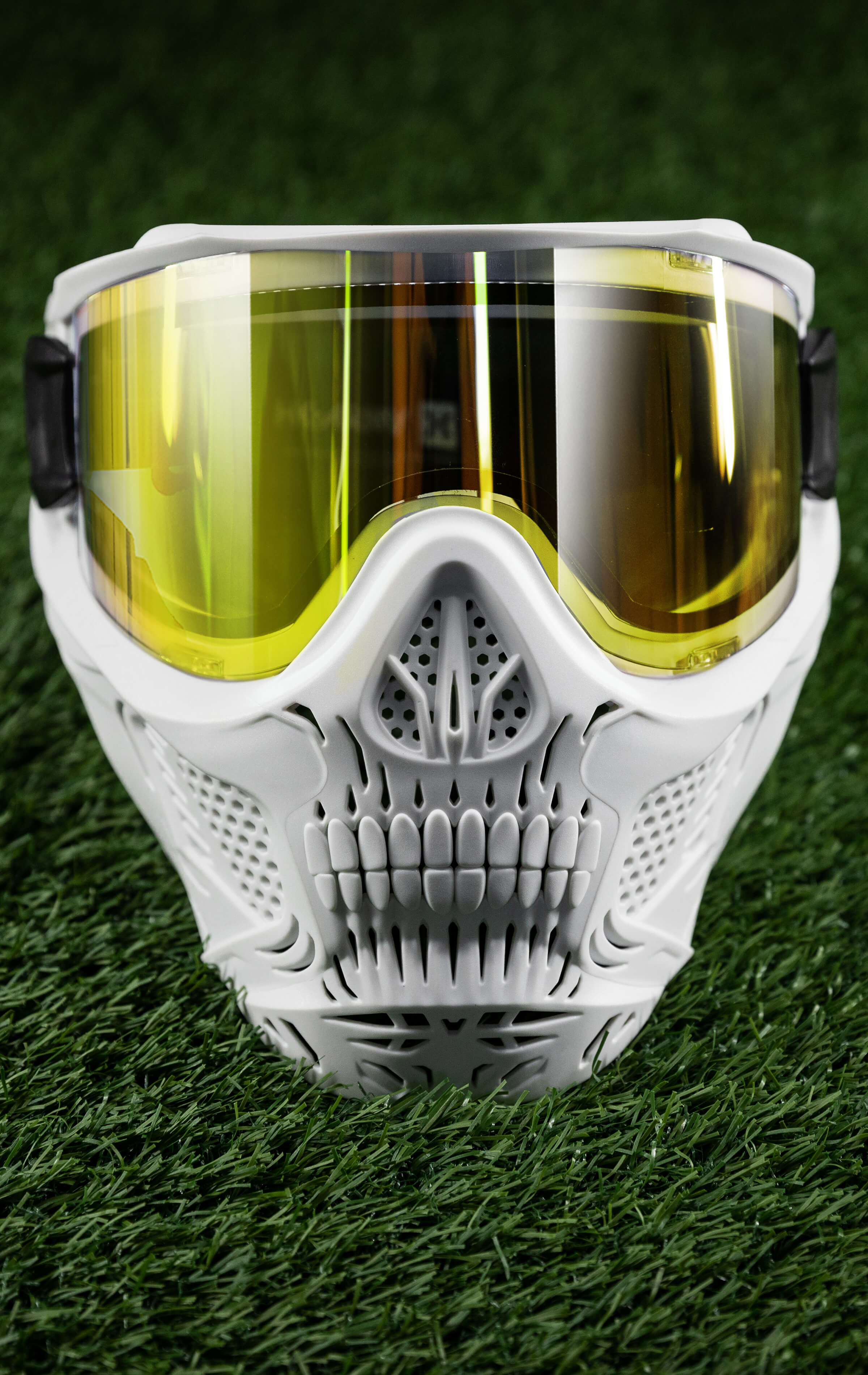 HSTL® Skull Goggle "Saint" - White w/ Gold Lens - XTREME Airsoft Superstore