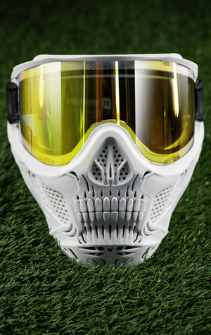 HSTL® Skull Goggle "Saint" - White w/ Gold Lens - XTREME Airsoft Superstore