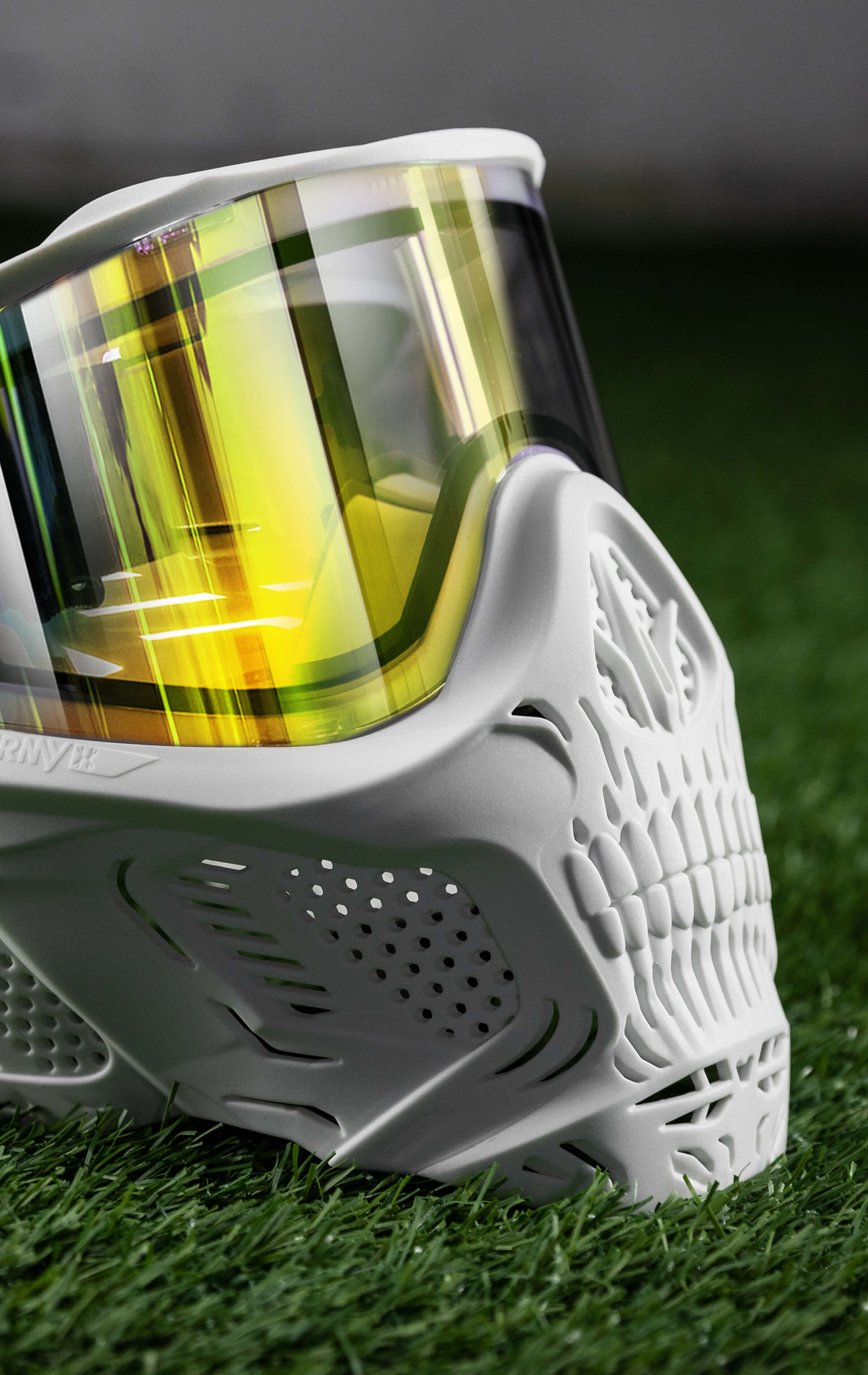 HSTL® Skull Goggle "Saint" - White w/ Gold Lens - XTREME Airsoft Superstore