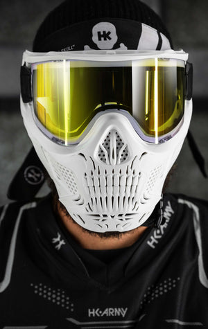 HSTL® Skull Goggle "Saint" - White w/ Gold Lens - XTREME Airsoft Superstore