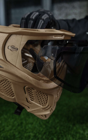 HSTL® Skull Goggle "Sandman" - Tan w/ Gold Lens - XTREME Airsoft Superstore
