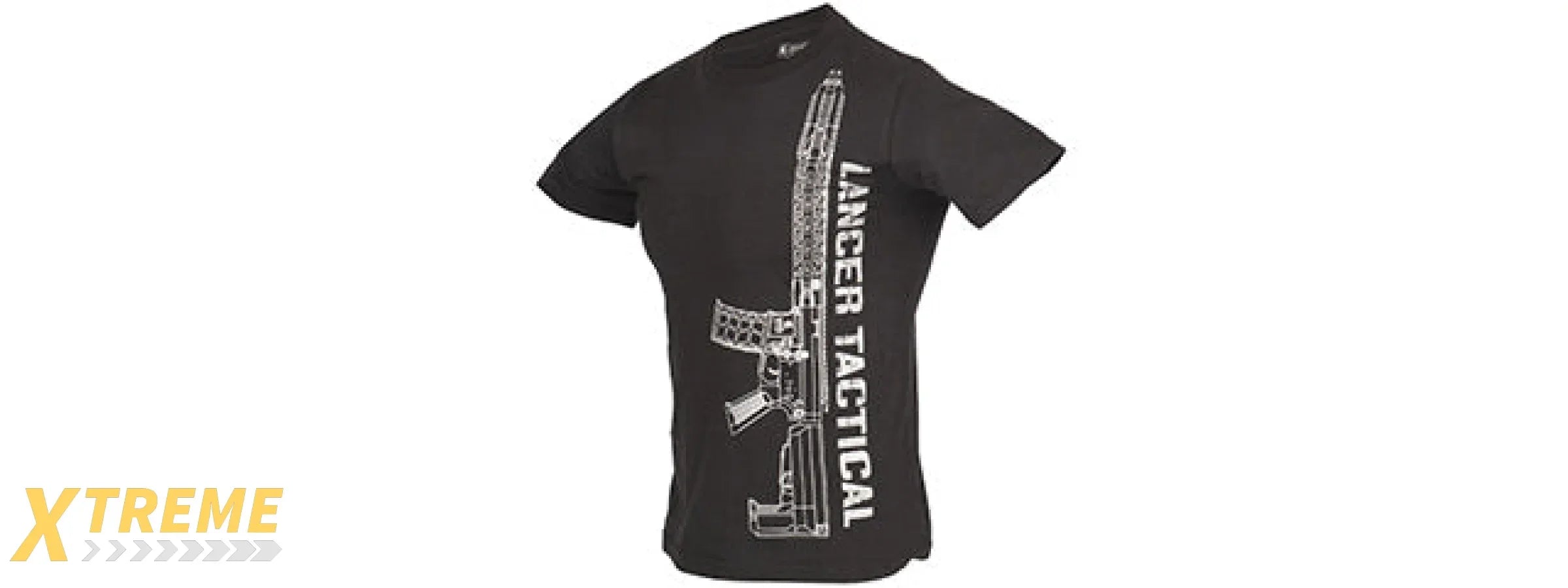 LTSHIRT1-XXXL MEN'S M4 RIFLE SHORT SLEEVE T-SHIRT (BLACK/SILVER), 3XL