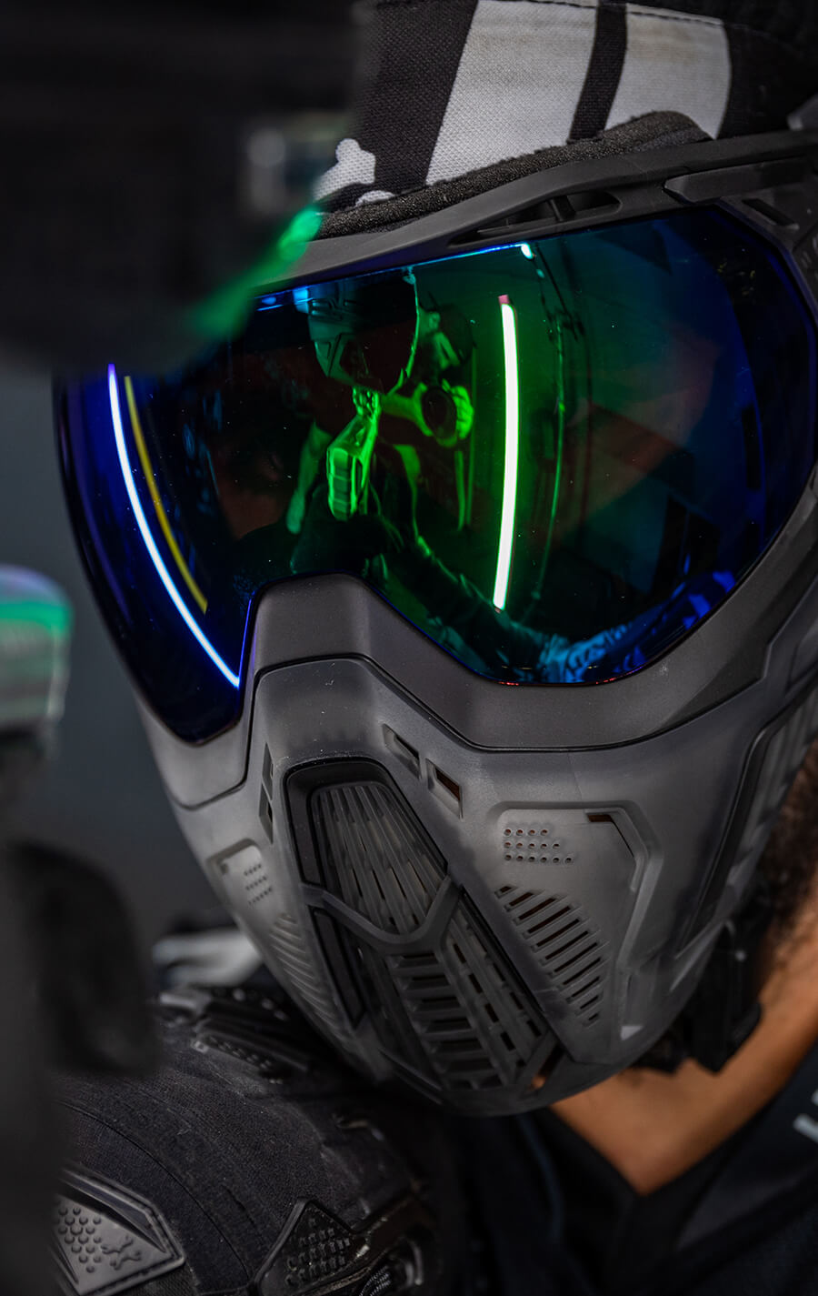 SLR Goggle - Odyssey (Black/Black/Smoke) Aurora Green Lens - XTREME Airsoft Superstore