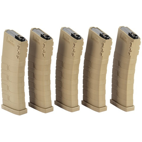 G&G GR16 / M4 Airsoft 5 Pack 120rd Mid-Capacity AEG Magazines - TAN