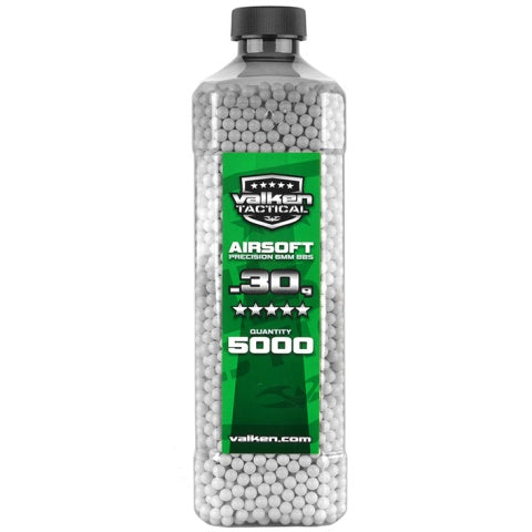 Valken Tactical 0.30g Seamless 6mm Airsoft BBs - 5000rd Bottle