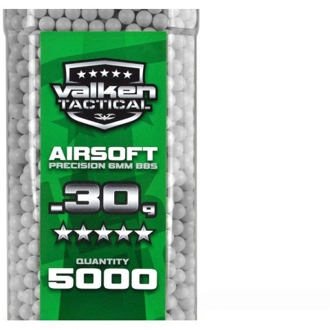 Valken Tactical 0.30g Seamless 6mm Airsoft BBs - 5000rd Bottle