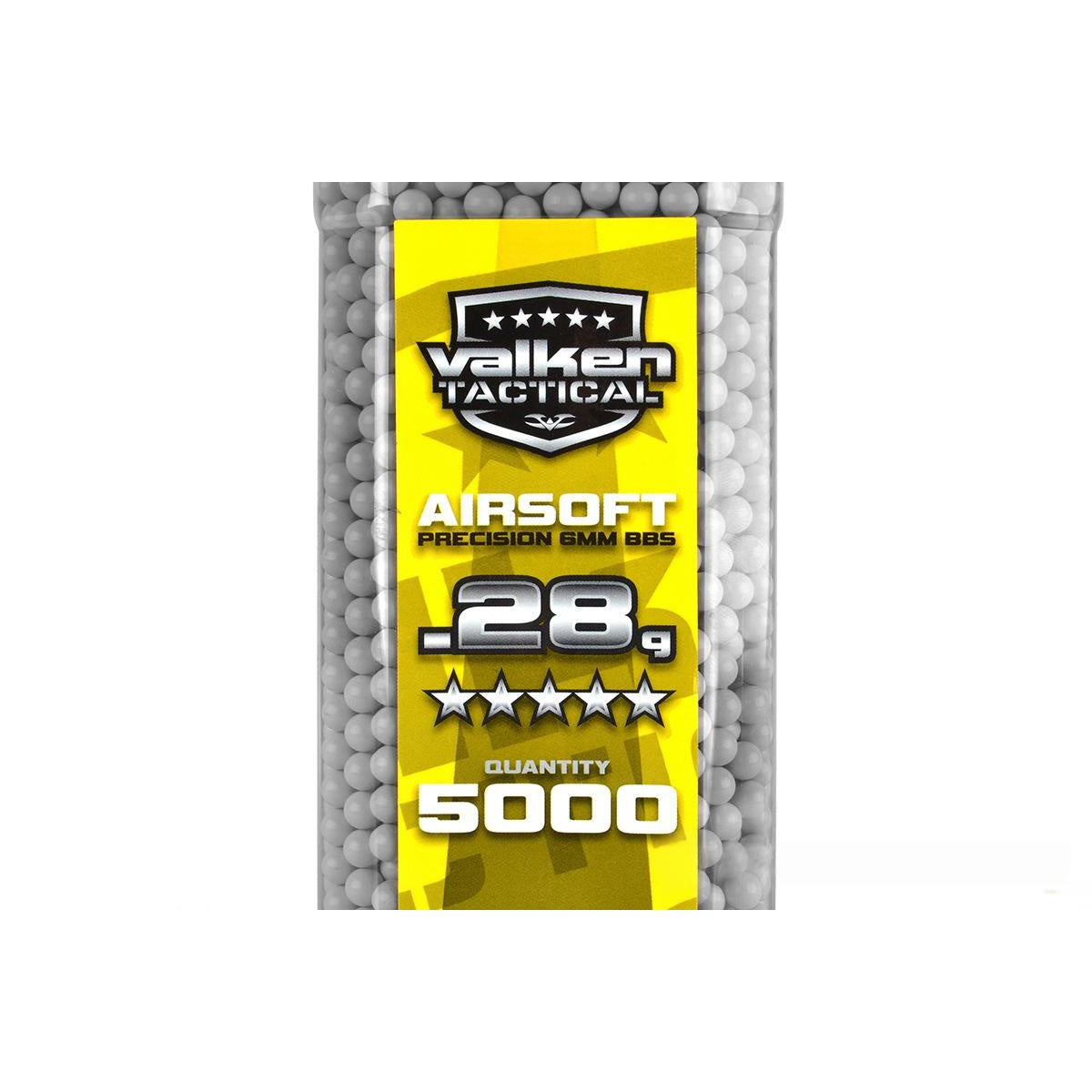 Valken Tactical 0.28g Seamless 6mm Airsoft BBs - 5000rd Bottle