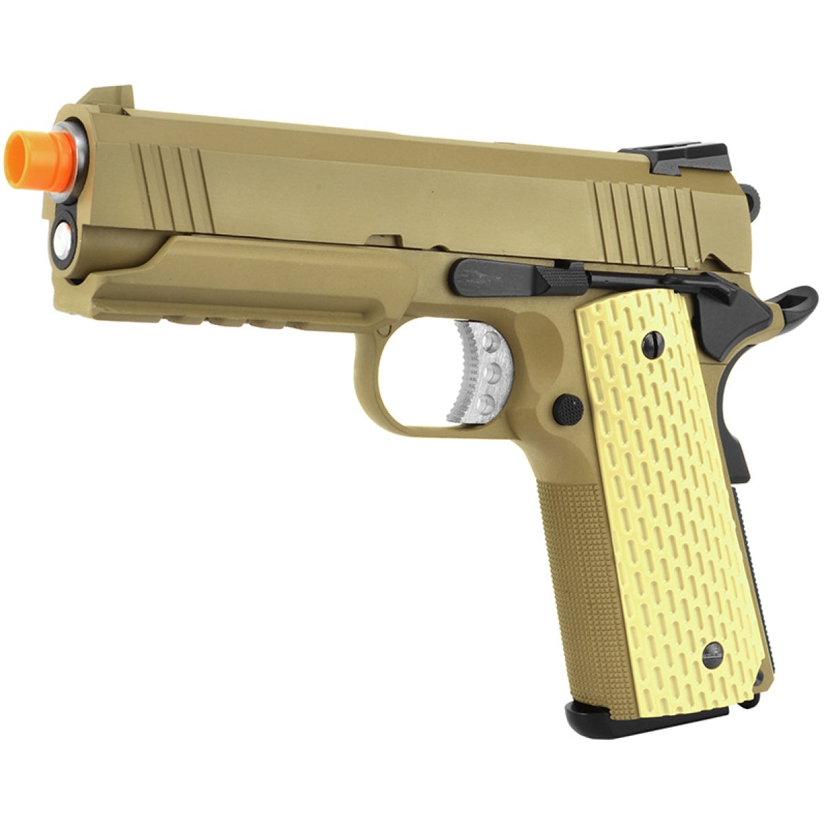 WE Airsoft 4.3 Desert Warrior Full Metal Gas Blowback Pistol - TAN