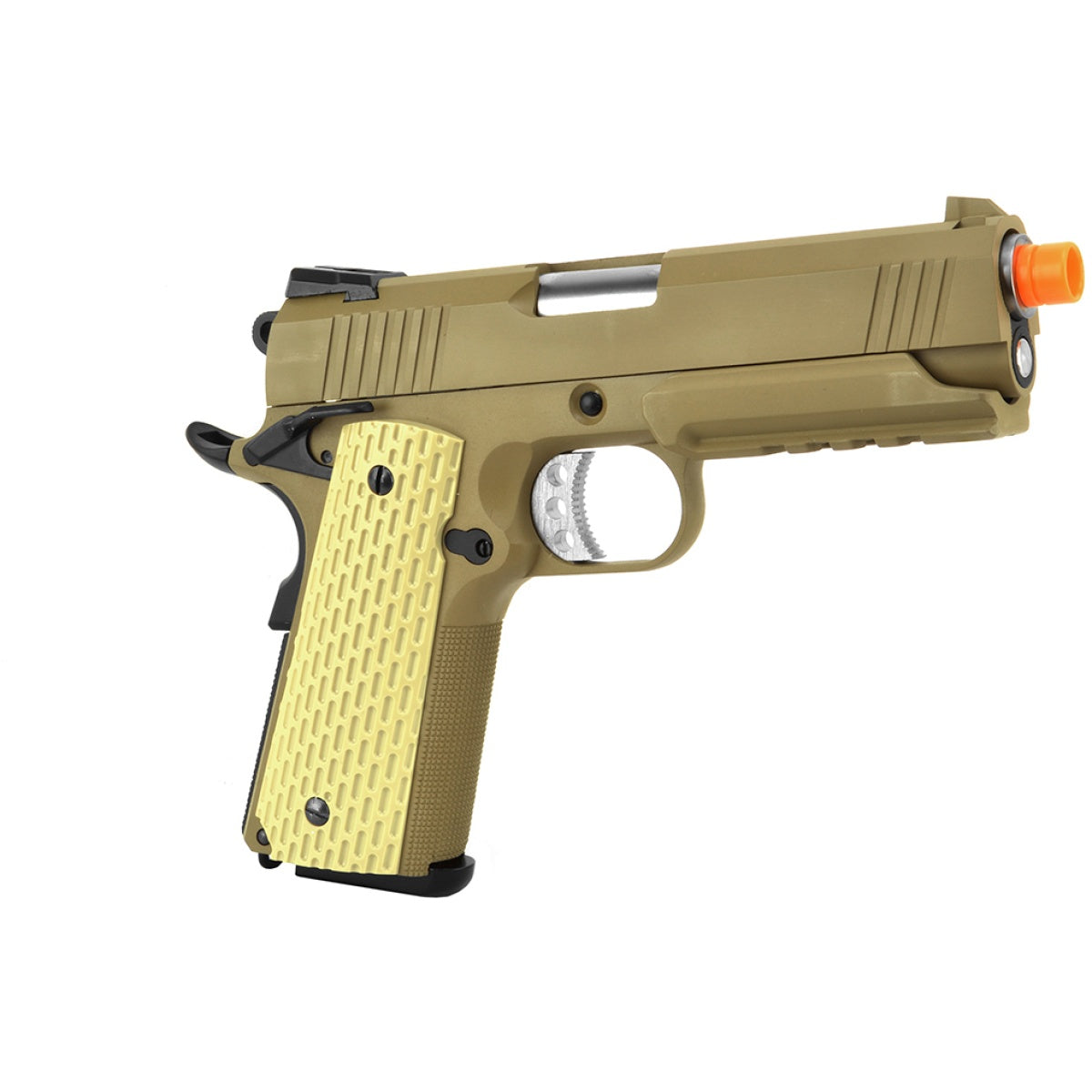 WE Airsoft 4.3 Desert Warrior Full Metal Gas Blowback Pistol - TAN