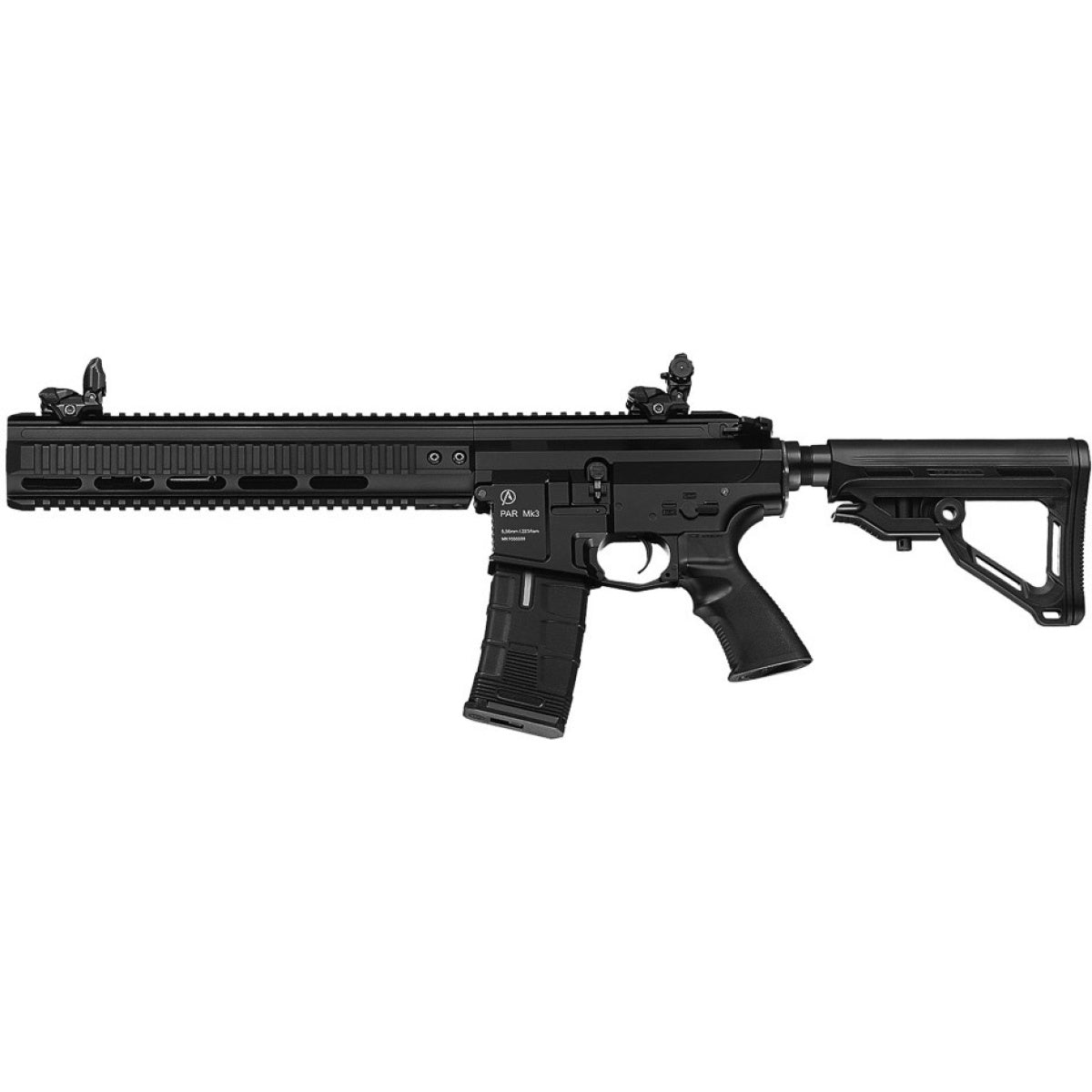 ICS PAR MK3 CQB MTR AEG Full Metal 12.5-inch RIS - REAR WIRED - BLACK