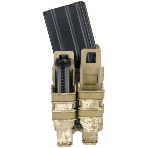 UK Arms Airsoft Tactical 1X Rifle/2X Pistol Mag Pouch - DESERT DIGITAL