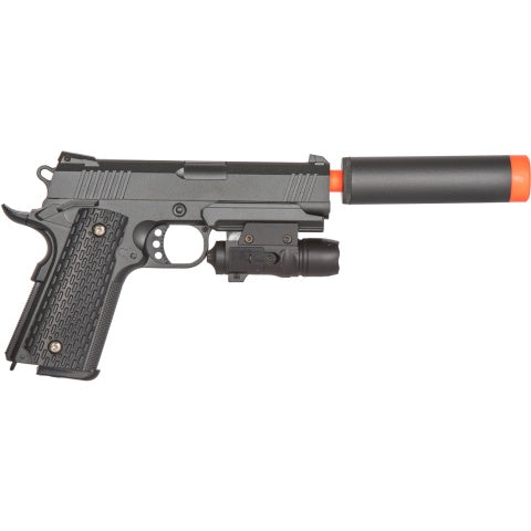 Galaxy Airsoft Metal Spring Pistol w/ Laser & Suppress - GREY