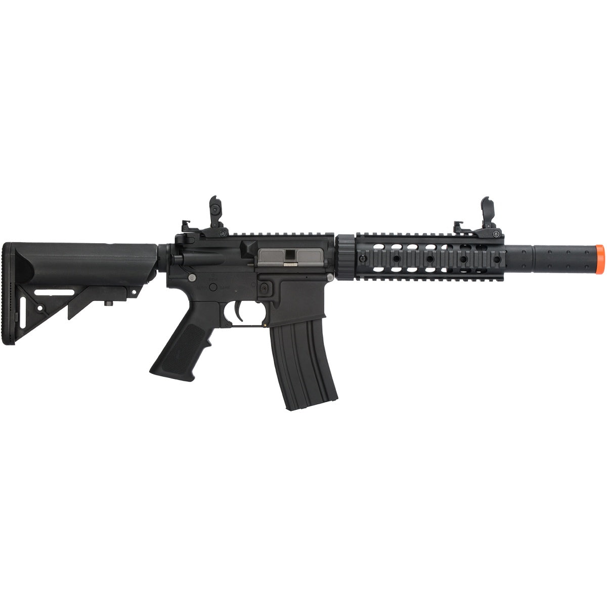 Lancer Tactical Low FPS Gen 2 M4 SD Carbine Airsoft AEG Rifle with Mock Suppressor (Color: Black)