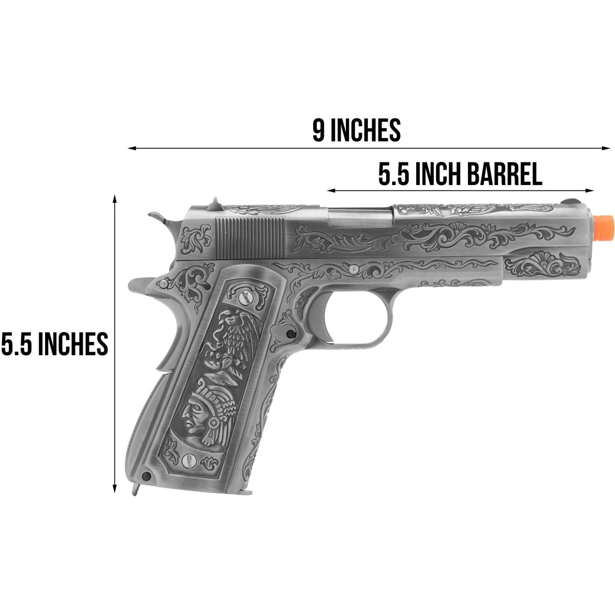 WE Tech Full Metal Gas Blowback Floral Pattern 1911 - SILVER
