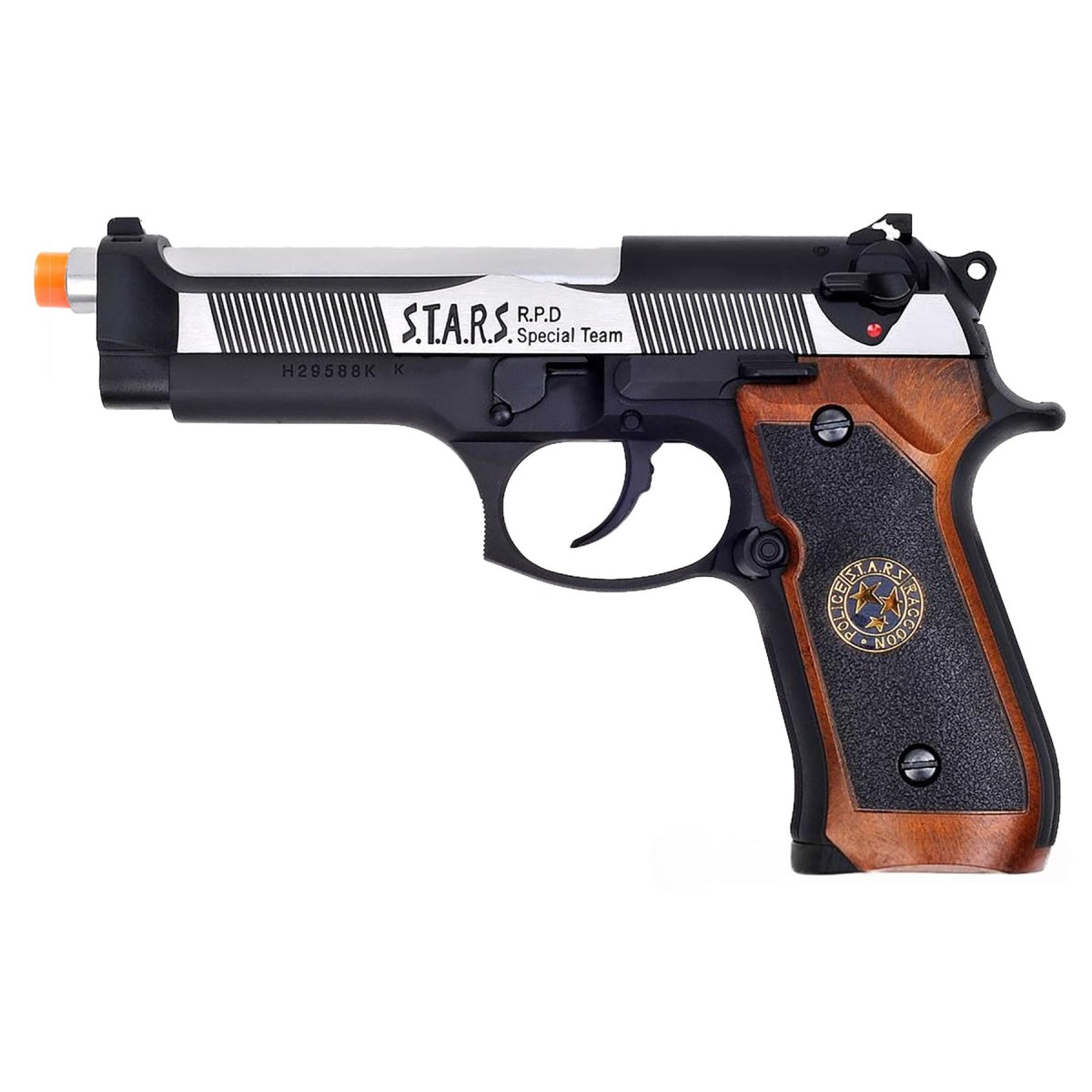 WE Tech RPD Biohazard Samurai Edge M92 GBB Airsoft Pistol - BLACK/SILVER