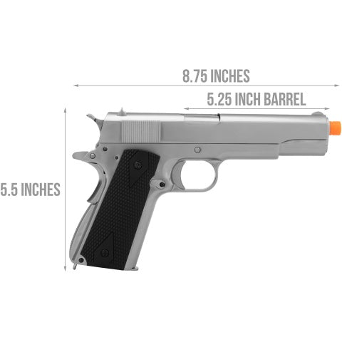 WE Tech 1911 MEU Airsoft Gas Blowback Pistol w/ Classic Grips - SILVER