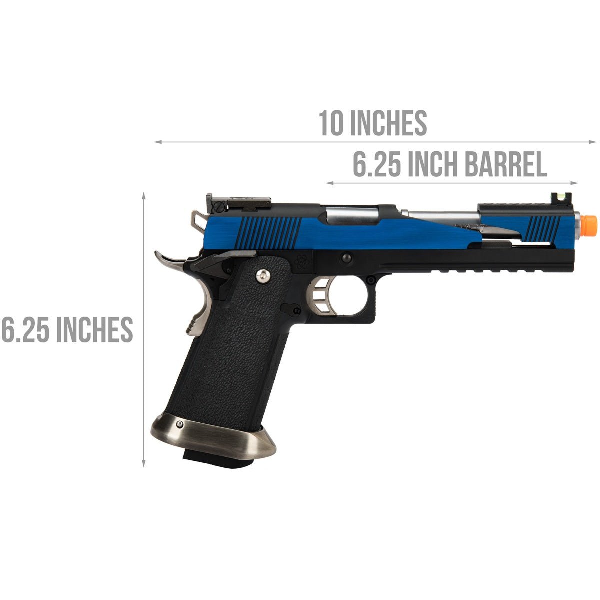 WE Tech 1911 Hi-Capa T-Rex Competition Gas Blowback Airsoft Pistol w/ Top Ports - BLUE / SILVER