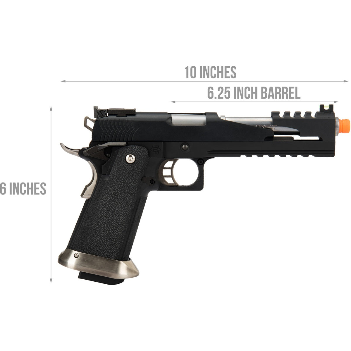 WE Tech 1911 Hi-Capa T-Rex Competition Gas Blowback Airsoft Pistol w/ Top Vent - BLACK / SILVER