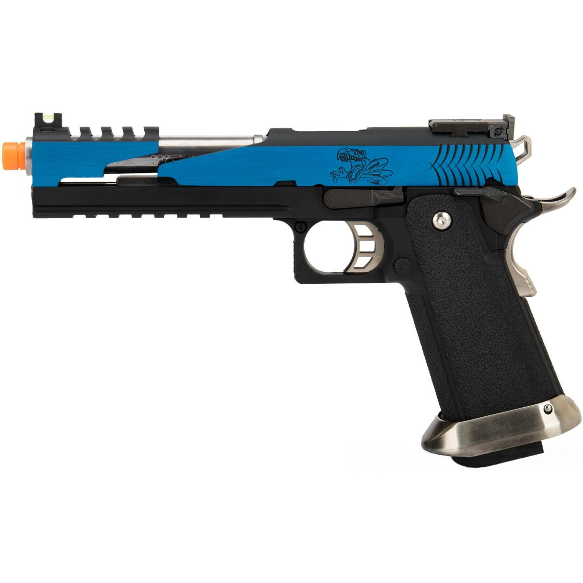 WE Tech 1911 Hi-Capa T-Rex Competition Gas Blowback Airsoft Pistol w/ Top Vent - BLUE / SILVER