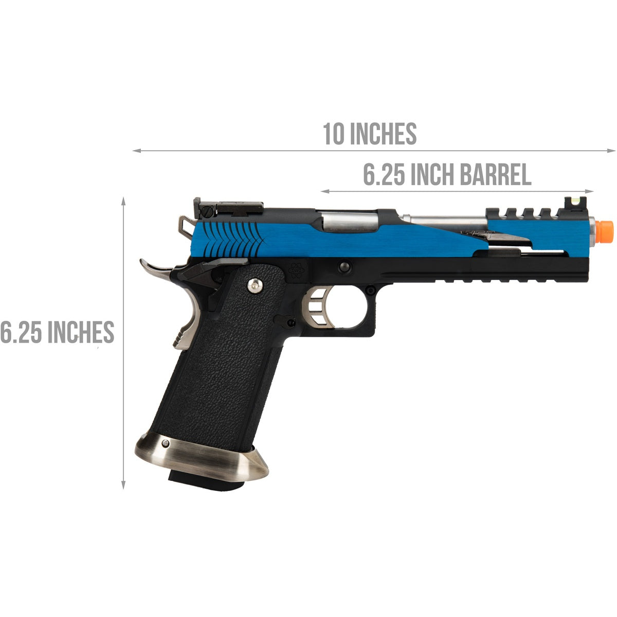 WE Tech 1911 Hi-Capa T-Rex Competition Gas Blowback Airsoft Pistol w/ Top Vent - BLUE / SILVER