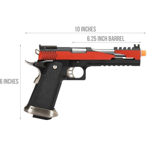 WE Tech 1911 Hi-Capa T-Rex Competition Gas Blowback Airsoft Pistol w/ Top Vent - RED / SILVER