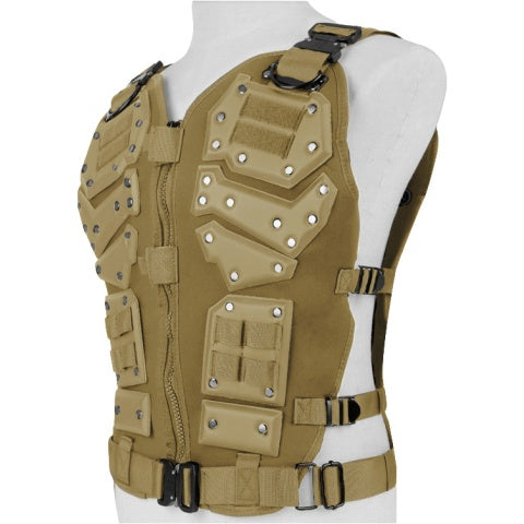 Lancer Tactical Tactical Airsoft Vest Body Lancer Tactical w/ Padded Chest Protector - TAN