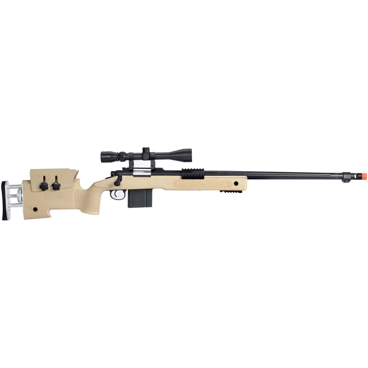 WellFire MB4417 M40A3 Bolt Action Airsoft Sniper Rifle w/ Scope - TAN
