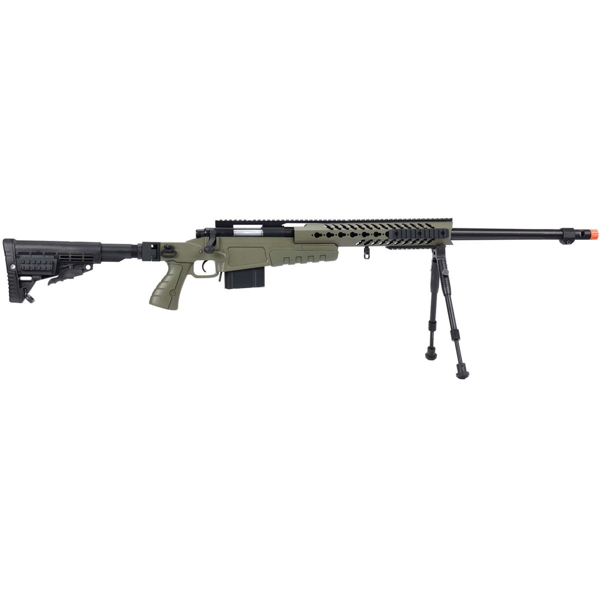 WellFire MB4418-1 Bolt Action Airsoft Sniper Rifle w/ Bipod - OD GREEN