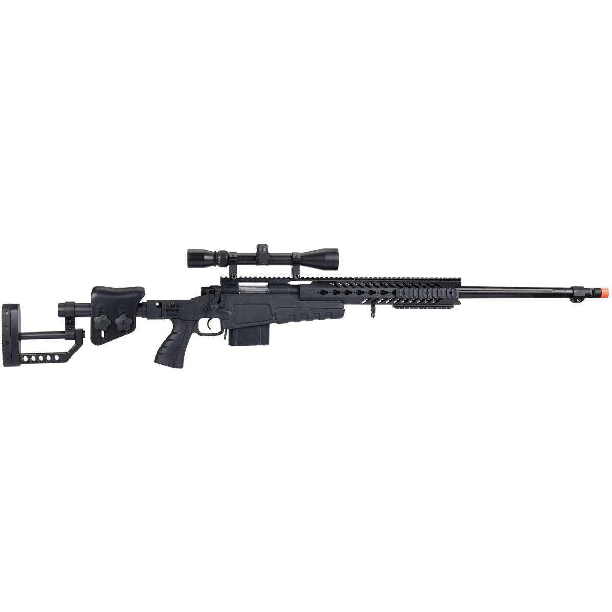 WellFire MB4418-2 Bolt Action Airsoft Sniper Rifle w/ Scope - BLACK
