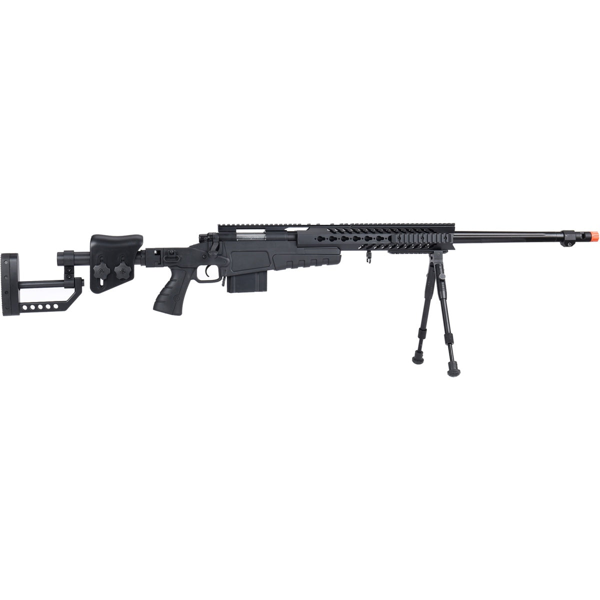 WellFire MB4418-2 Bolt Action Airsoft Sniper Rifle w/ Bipod - BLACK