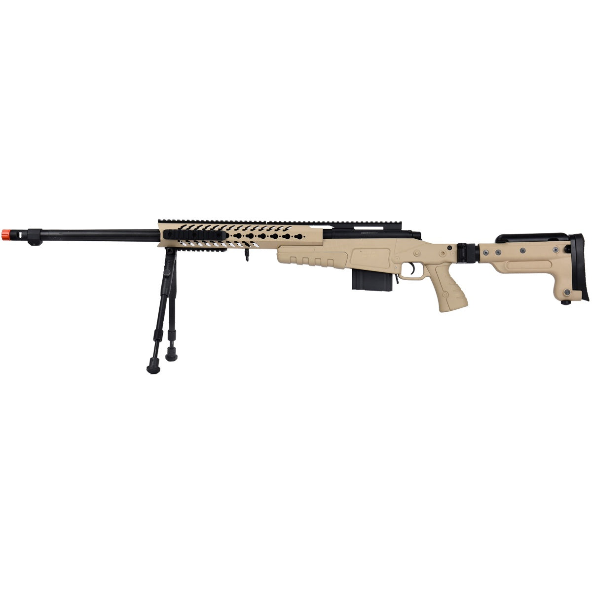 WellFire MB4418-3 Bolt Action Airsoft Sniper Rifle w/ Bipod - TAN