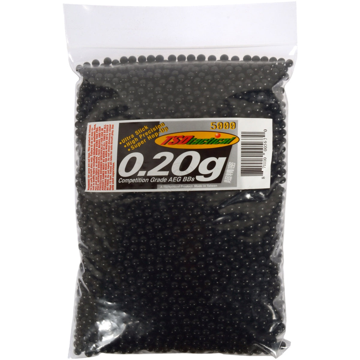 0.20G TSD Premium Grade Seamless Airsoft BBs - 5000 Round Bag - BLACK