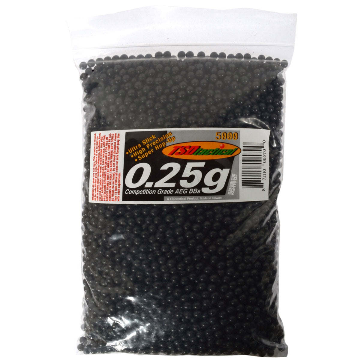 0.25G TSD Premium Grade Seamless Airsoft BBs - 5000 Round Bag - BLACK